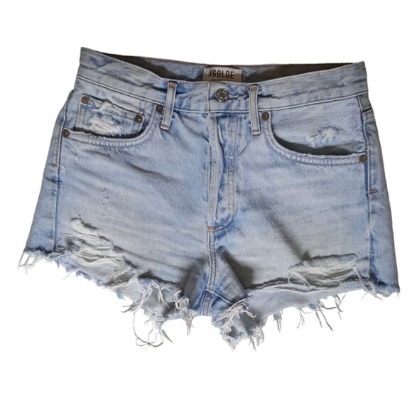 AGOLDE Parker Shorts Light Wash Vintage Style Cut Off Denim Jean Shorts …